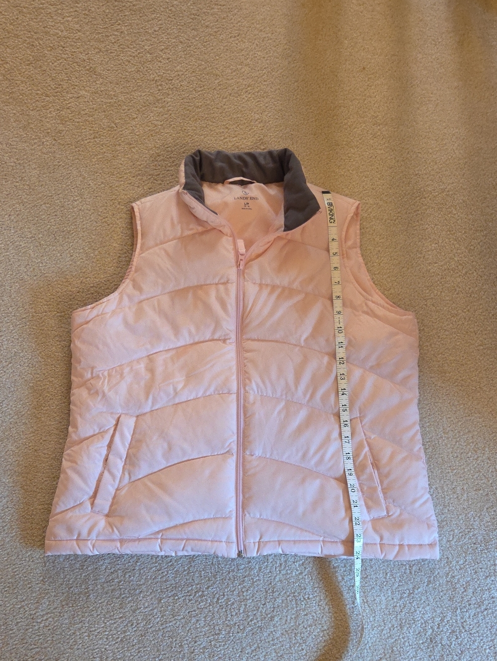 Lands End L/P Light Pink Quilted Puffer Vest